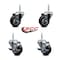 Service Caster 3 Inch Black Polyurethane Wheel Swivel 58 Inch Threaded Stem Caster Set 2 Brakes SCC SCC-TS20S314-PPUB-BLK-58212-2-TLB-2 - alternate 2
